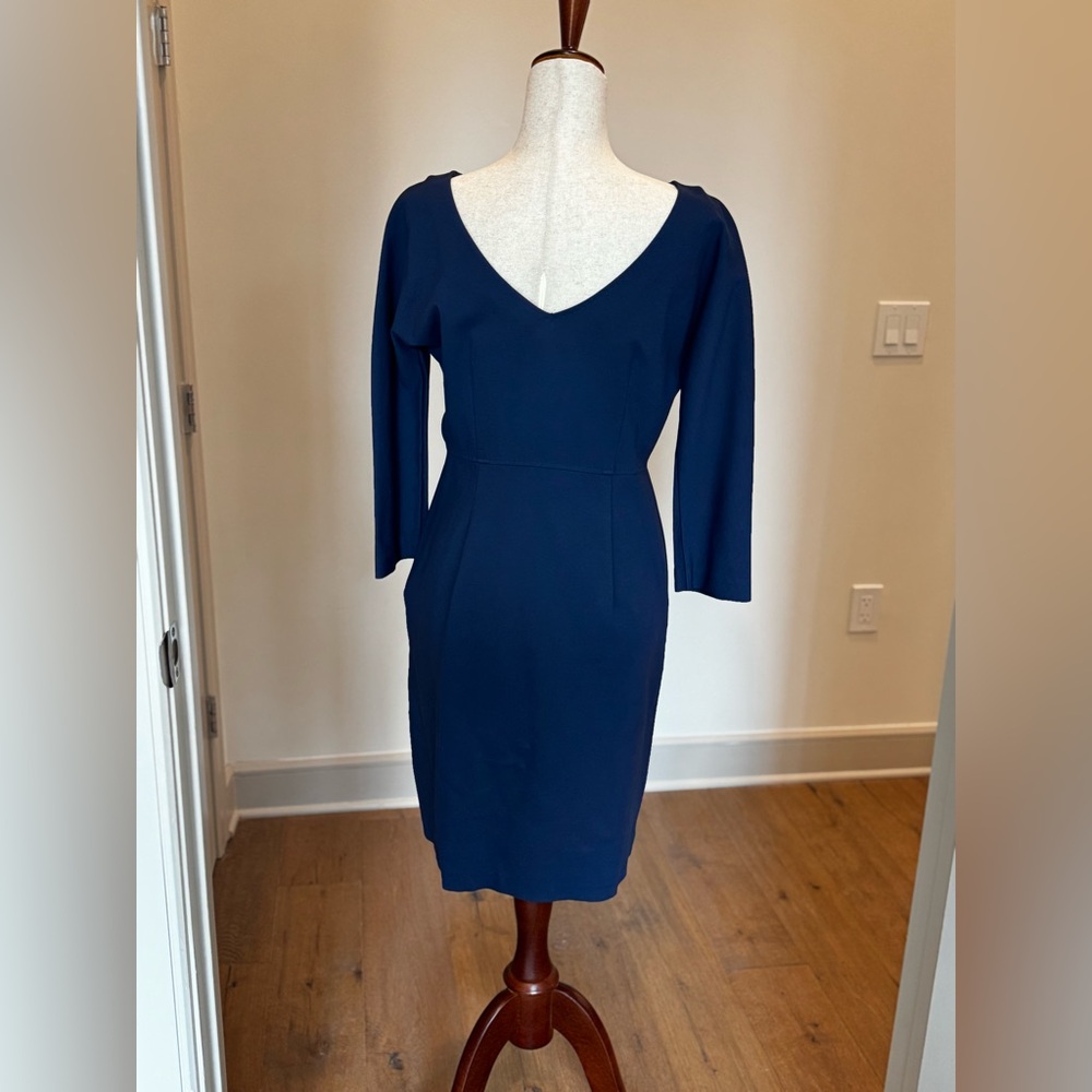 Piazza Sempione - Navy Long Sleeve V-Back Dress - Picture 3 of 11